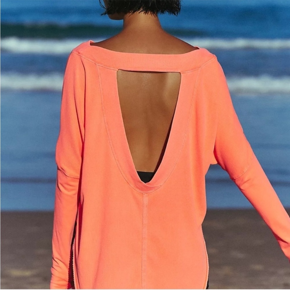 New with tags Free People FP Movement coral simply layer ribbed long sleeve top